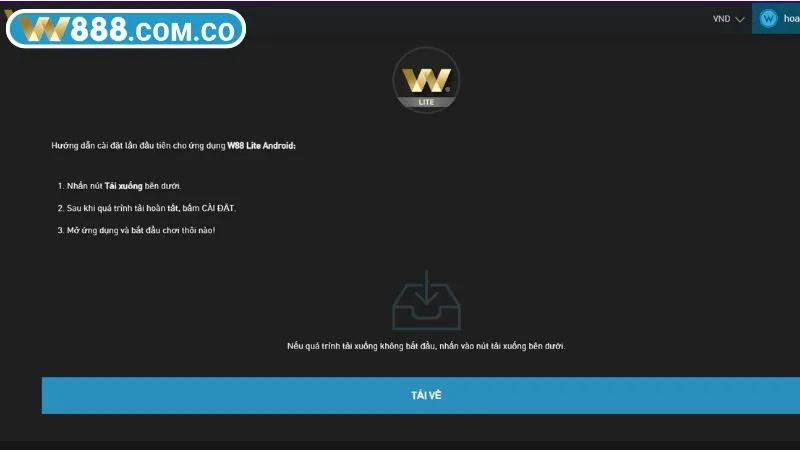 Tải và cài đặt ứng dụng W88 nhanh cho android
